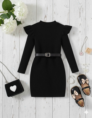 Ayesha Fashion Baby Girls Calf Length Party Dress(Black, Full Sleeve)