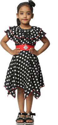 Trefle Girls Midi/Knee Length Casual Dress(Black, Sleeveless)