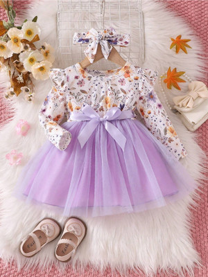 AMAVIYA Girls Midi/Knee Length Party Dress(Purple, Full Sleeve)