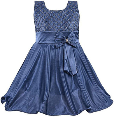 Wishkaro Girls Maxi/Full Length Party Dress(Blue, Sleeveless)