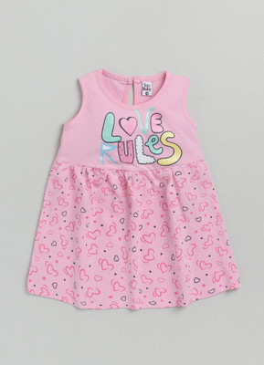 Mars Infiniti Girls Midi/Knee Length Casual Dress(Pink, Sleeveless)