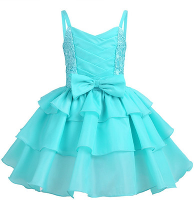 Shahina Fashion Girls Midi/Knee Length Casual Dress(Blue, Sleeveless)