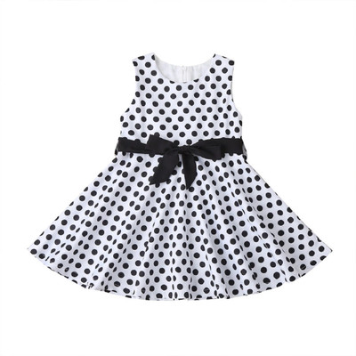 MINSA Girls Midi/Knee Length Casual Dress(White, Sleeveless)