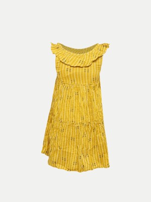 radprix Girls Midi/Knee Length Casual Dress(Yellow, Sleeveless)