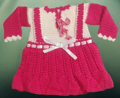 Sfw Indi Baby Girls Below Knee Festive/Wedding Dress(Pink, Full Sleeve)