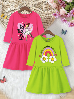 Trampoline Girls Midi/Knee Length Casual Dress(Multicolor, 3/4 Sleeve)