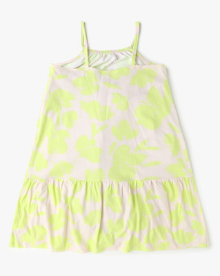 GAP Indi Girls Midi/Knee Length Casual Dress(Yellow, Sleeveless)