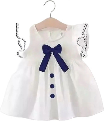 PRIYANKA'S COLLECTION Baby Girls Midi/Knee Length Casual Dress(Blue, Short Sleeve)