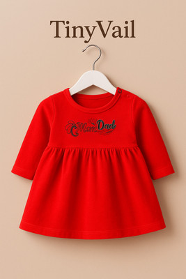 TinyVail Baby Girls Above Knee Casual Dress(Red, Full Sleeve)