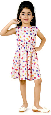 FUNSHINE Indi Girls Midi/Knee Length Casual Dress(Multicolor, Sleeveless)