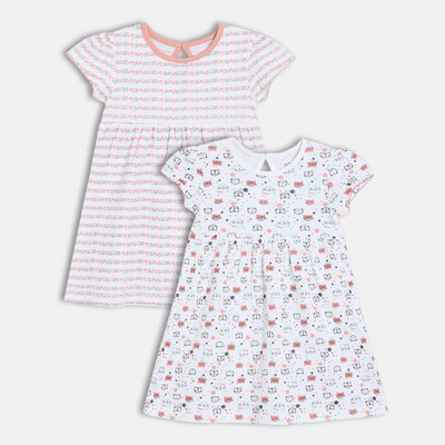 MINI KLUB Indi Baby Girls Midi/Knee Length Casual Dress(Multicolor, Short Sleeve)