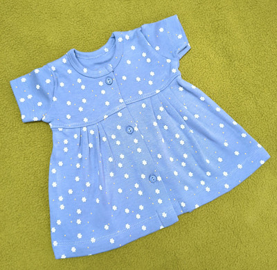 TJAII Baby Girls Midi/Knee Length Casual Dress(Blue, Short Sleeve)