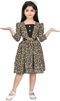 DYNX Girls Midi/Knee Length Casual Dress(Black, 3/4 Sleeve)