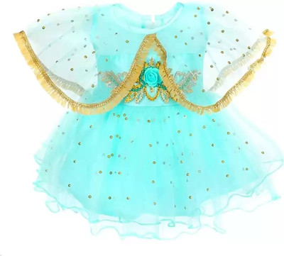 Lilions Baby Girls Midi/Knee Length Festive/Wedding Dress(Light Blue, Sleeveless)