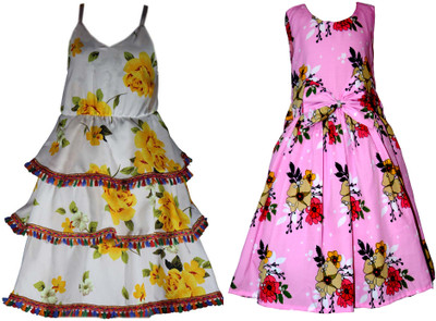 Hunoor Baby Girls Maxi/Full Length Casual Dress(Grey, Sleeveless)