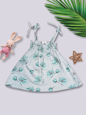 YK X Tinyo Baby Girls Midi/Knee Length Casual Dress(Green, Sleeveless)