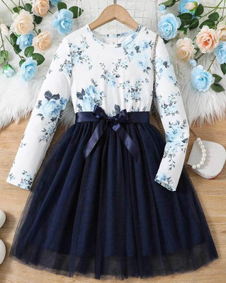 Fabizza Indi Baby Girls Midi/Knee Length Festive/Wedding Dress(Multicolor, Full Sleeve)