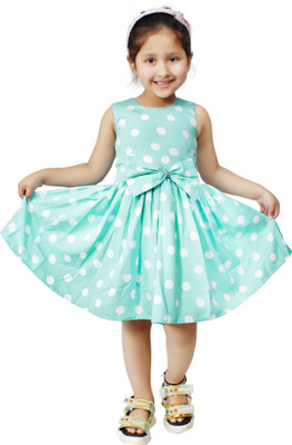 HouseOfCommon Girls Midi/Knee Length Casual Dress(Light Green, Sleeveless)