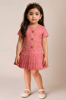 SARDAR DRESSES Girls Midi/Knee Length Party Dress(Pink, Half Sleeve)