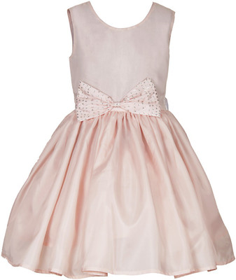 Wish littlle Girls Midi/Knee Length Party Dress(Pink, Sleeveless)