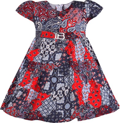 Wishkaro Baby Girls Midi/Knee Length Casual Dress(Multicolor, Short Sleeve)