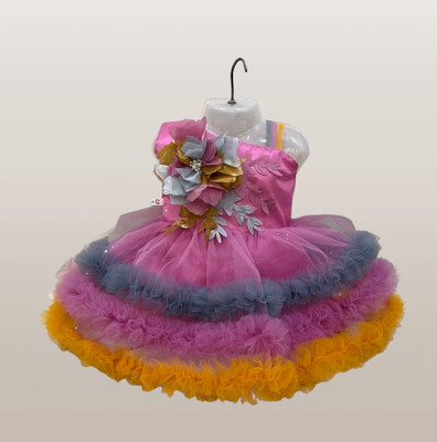 MJFASHION Baby Girls Midi/Knee Length Festive/Wedding Dress(Pink, Sleeveless)