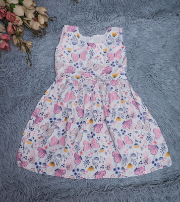 A4J Creation Indi Girls Midi/Knee Length Casual Dress(Multicolor, Sleeveless)