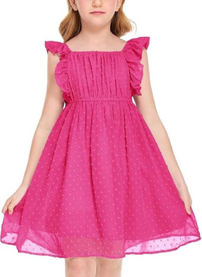 2nd Life Couture Girls Above Knee Casual Dress(Pink, Sleeveless)