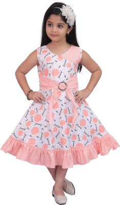 NFC FASHIONS Girls Calf Length Party Dress(Multicolor, Sleeveless)