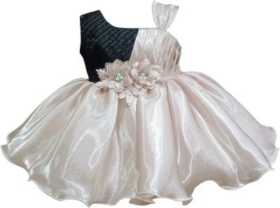 DeeVee Creations Baby Girls Midi/Knee Length Party Dress(Pink, Black, Sleeveless)