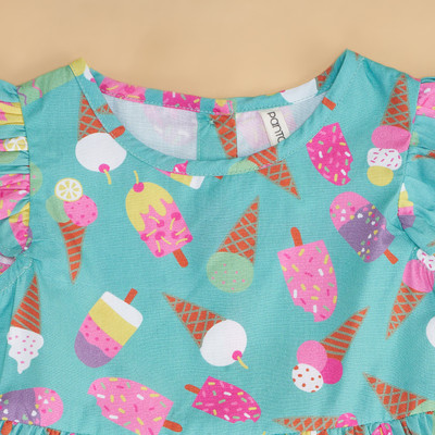 Pantaloons Baby Baby Girls Midi/Knee Length Casual Dress(Blue, Half Sleeve)