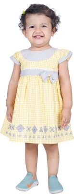 Yellowtoons Girls Midi/Knee Length Casual Dress(Yellow, Sleeveless)