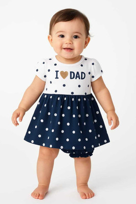 LITTLE MAMA Baby Girls Above Knee Party Dress(Blue, White, Short Sleeve)