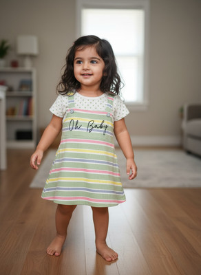 Ruyam Baby Girls Midi/Knee Length Casual Dress(Green, Short Sleeve)