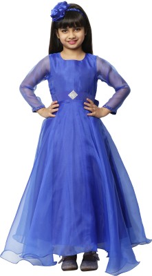 Shahina Fashion Girls Maxi/Full Length Festive/Wedding Dress(Blue, Full Sleeve)