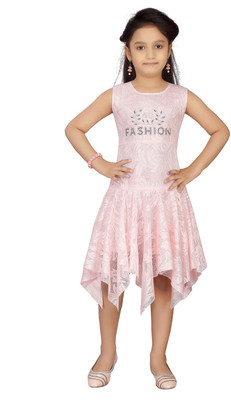 SANGARIA Baby Girls Midi/Knee Length Party Dress(Pink, Sleeveless)