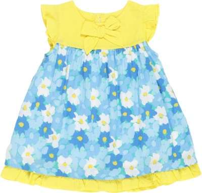 YOUNG BIRDS Indi Baby Girls Midi/Knee Length Casual Dress(Yellow, Sleeveless)