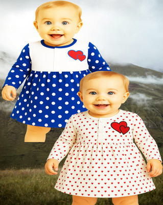 KidzzCart Indi Baby Girls Midi/Knee Length Casual Dress(Multicolor, Full Sleeve)