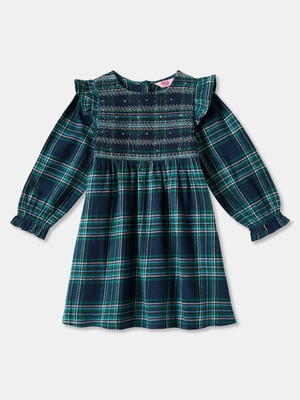 R&B Girls Midi/Knee Length Casual Dress(Green, Full Sleeve)