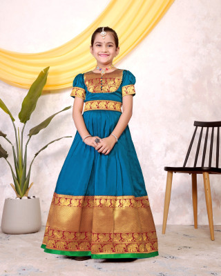 CalendarArt Girls Maxi/Full Length Casual Dress(Light Blue, Short Sleeve)