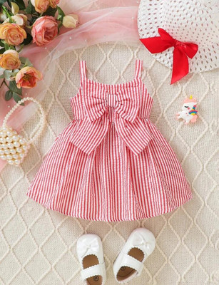 UNIQUEEE Girls Midi/Knee Length Party Dress(Red, Sleeveless)