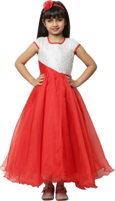 Wish Little Baby Girls Maxi/Full Length Festive/Wedding Dress(Red, Short Sleeve)