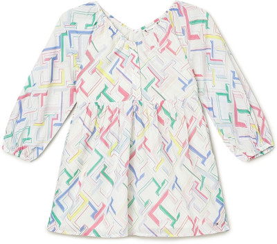 TOMMY HILFIGER Girls Midi/Knee Length Casual Dress(White, Full Sleeve)