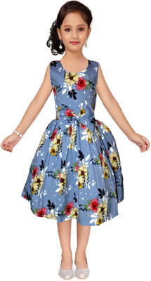 Wish Littles Girls Below Knee Casual Dress(Multicolor, Sleeveless)