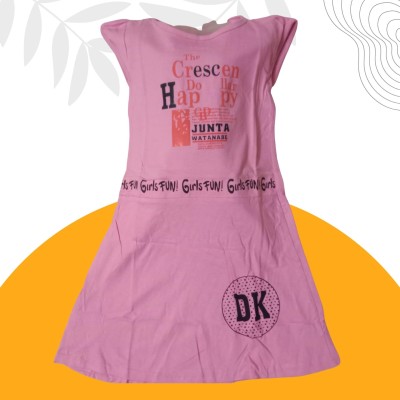 AyeshaaGarments Indi Girls Midi/Knee Length Festive/Wedding Dress(Pink, Sleeveless)