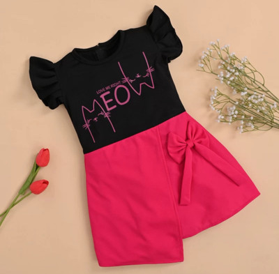 Elegant Attire Girls Midi/Knee Length Casual Dress(Pink, Cap Sleeve)