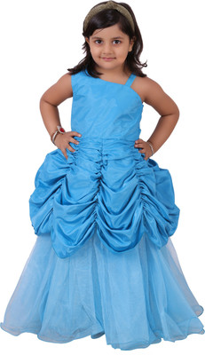 Reem Jheem Girls Maxi/Full Length Festive/Wedding Dress(Light Blue, Noodle strap)