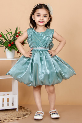 bl fasshion Girls Midi/Knee Length Party Dress(Pink, Sleeveless)