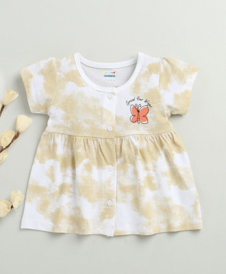 BUMZEE Baby Girls Above Knee Casual Dress(White, Cap Sleeve)