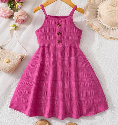 ADTAS Indi Girls Above Knee Casual Dress(Pink, Noodle strap)